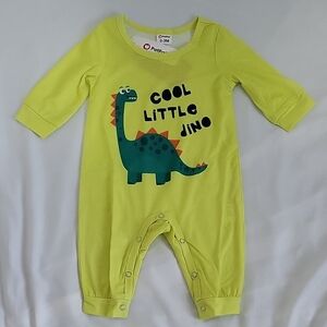 PatPat Dino Print Kids Footie - Lime Green